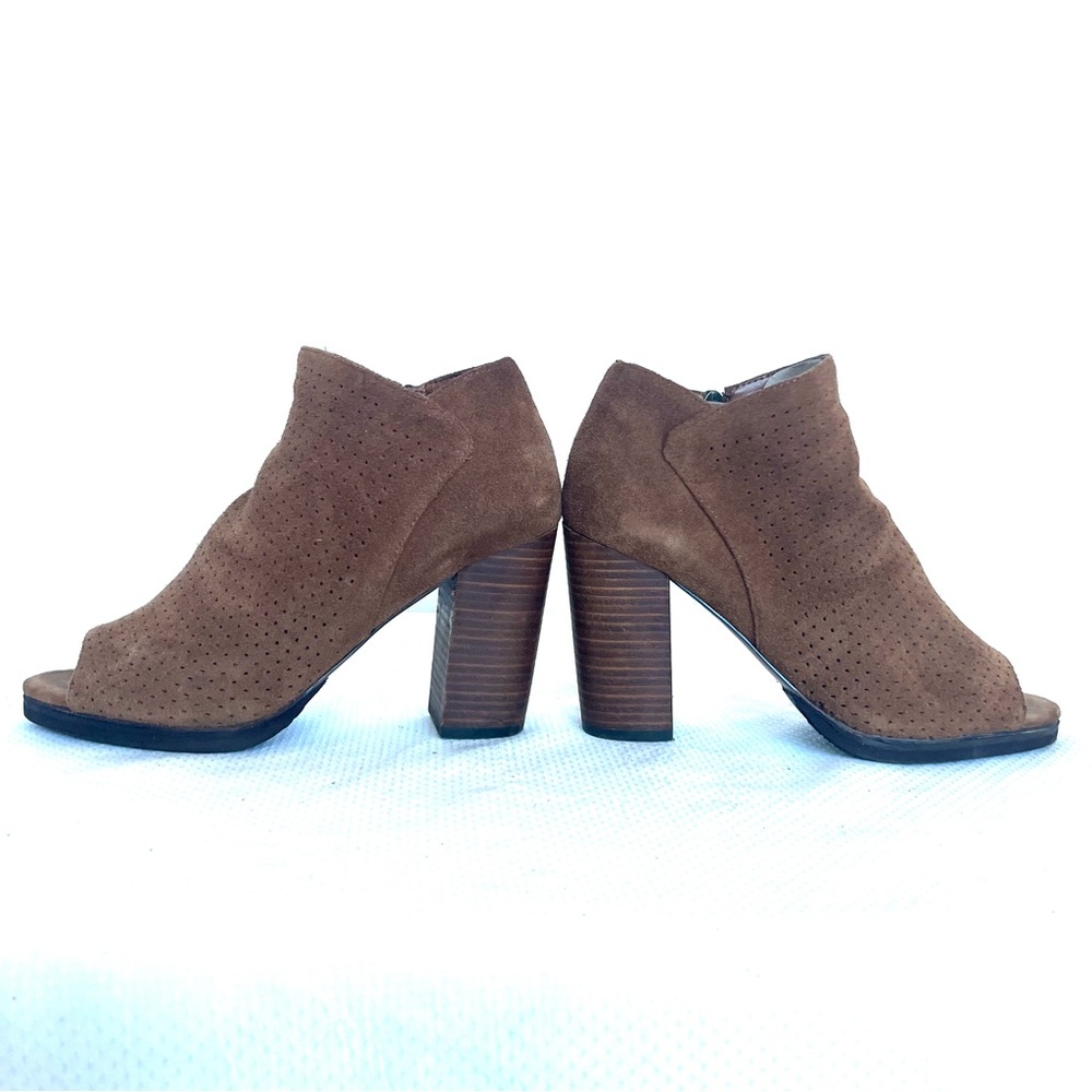Jessica Simpson Brown Suede Open Toe Ankle Bootie - Picture 5 of 12